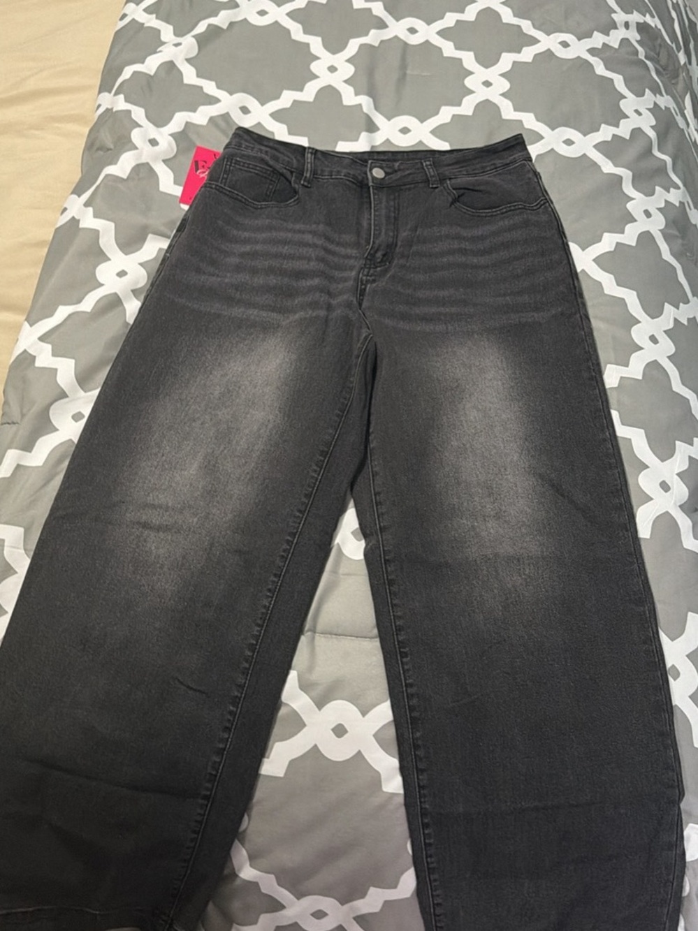 High-Rise Black Washed Wide Leg Jeans